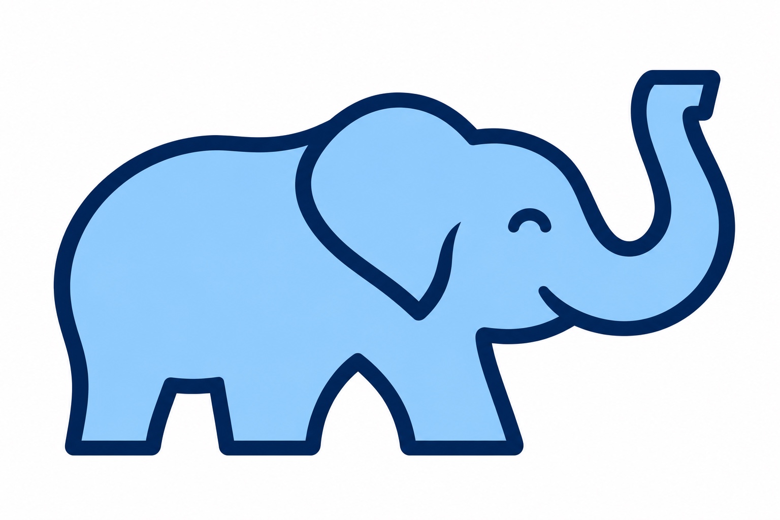 Blue GCG elephant with a navy outline